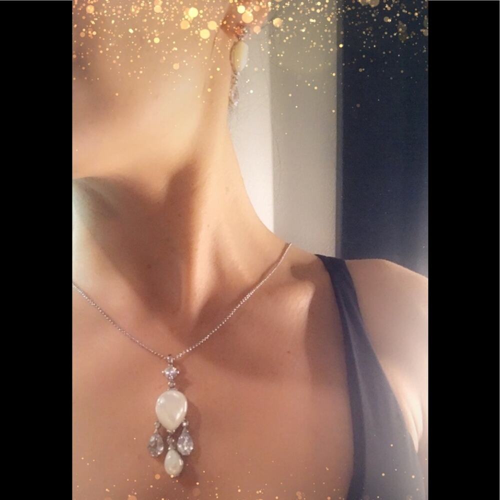 White stone Necklace and earrings